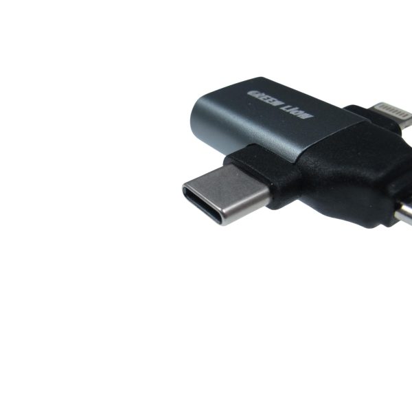 مبدل USB به microusb / لایتنینگ / USB-C گرین لاین مدل GN3IN1OTGGY